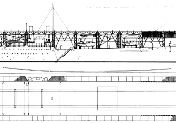 Авианосец USS CV-1 Langley 1930 [Aircraft Carrier] - чертежи, габариты, рисунки